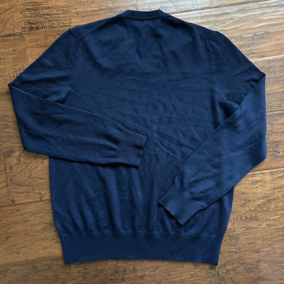 Banana Republic mens navy blue v-neck sweater merino wool size L Large - Picture 4 of 5